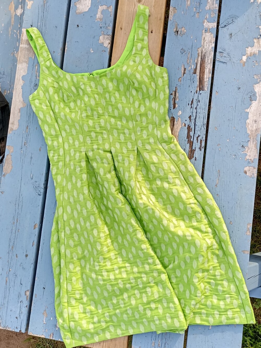 Nine West Lime Green with White Pattern Sleeveless Mini Dress Size 8